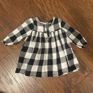 6-9 Months Children's Place Black & White Buffalo Plaid Shirt Dress, Fit & Flare